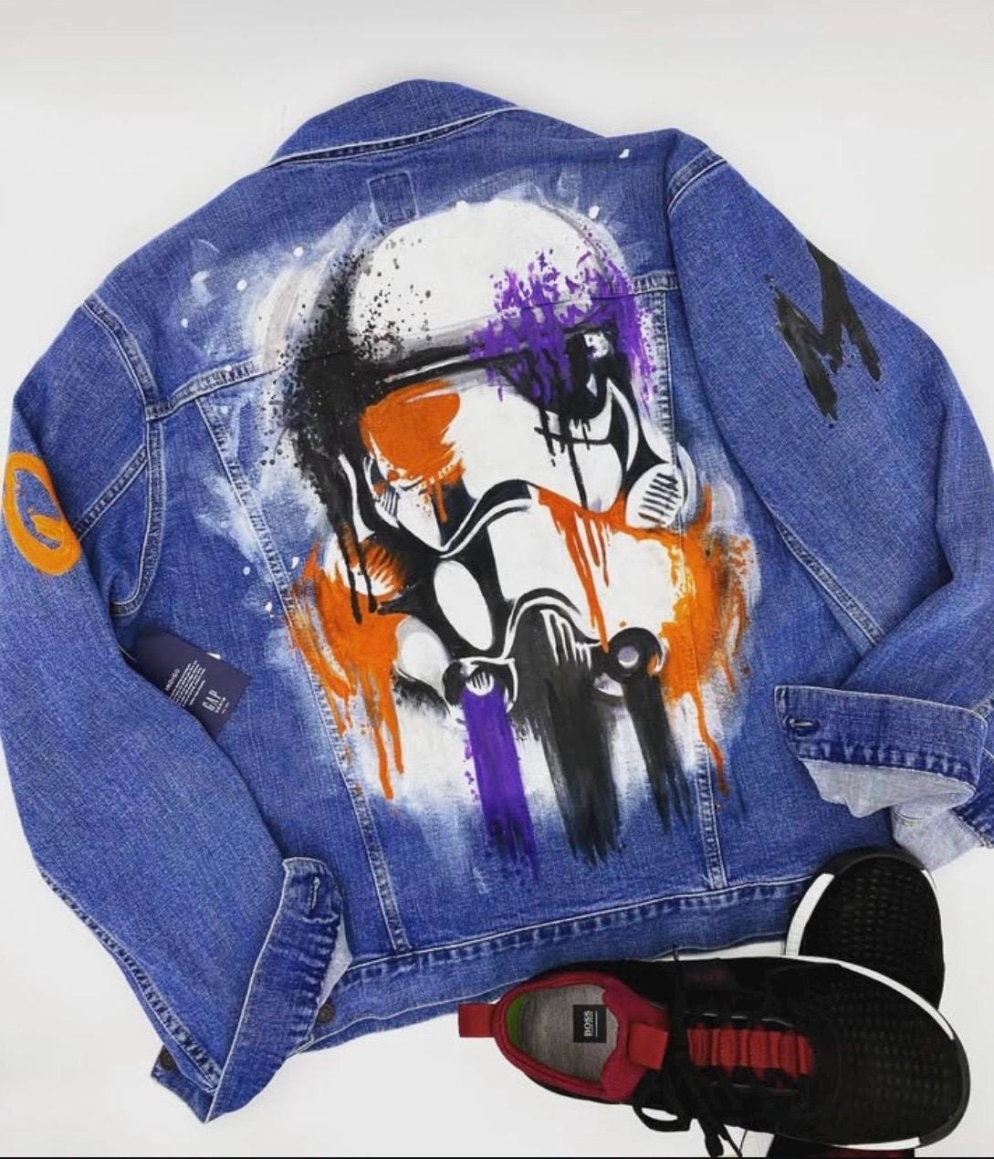 Hand-Painted Star Wars Denim Jacket: Custom Pop-Art Design