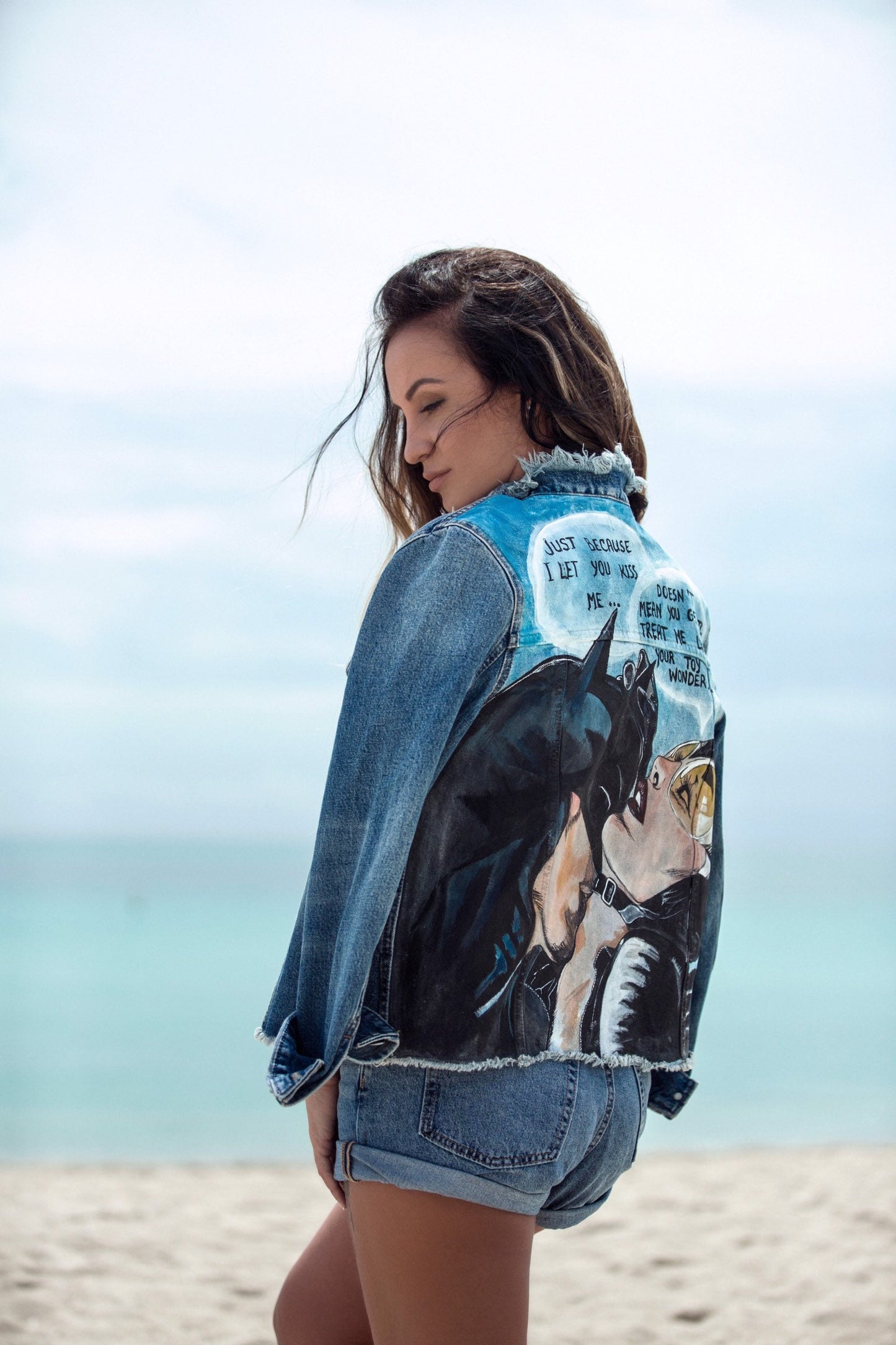 Hand Painted Denim Jacket Pop Art Jacket Custom Jacket with Art Christmas Gift Painted Clothes Painted Jean Jacket Best Custom Gift