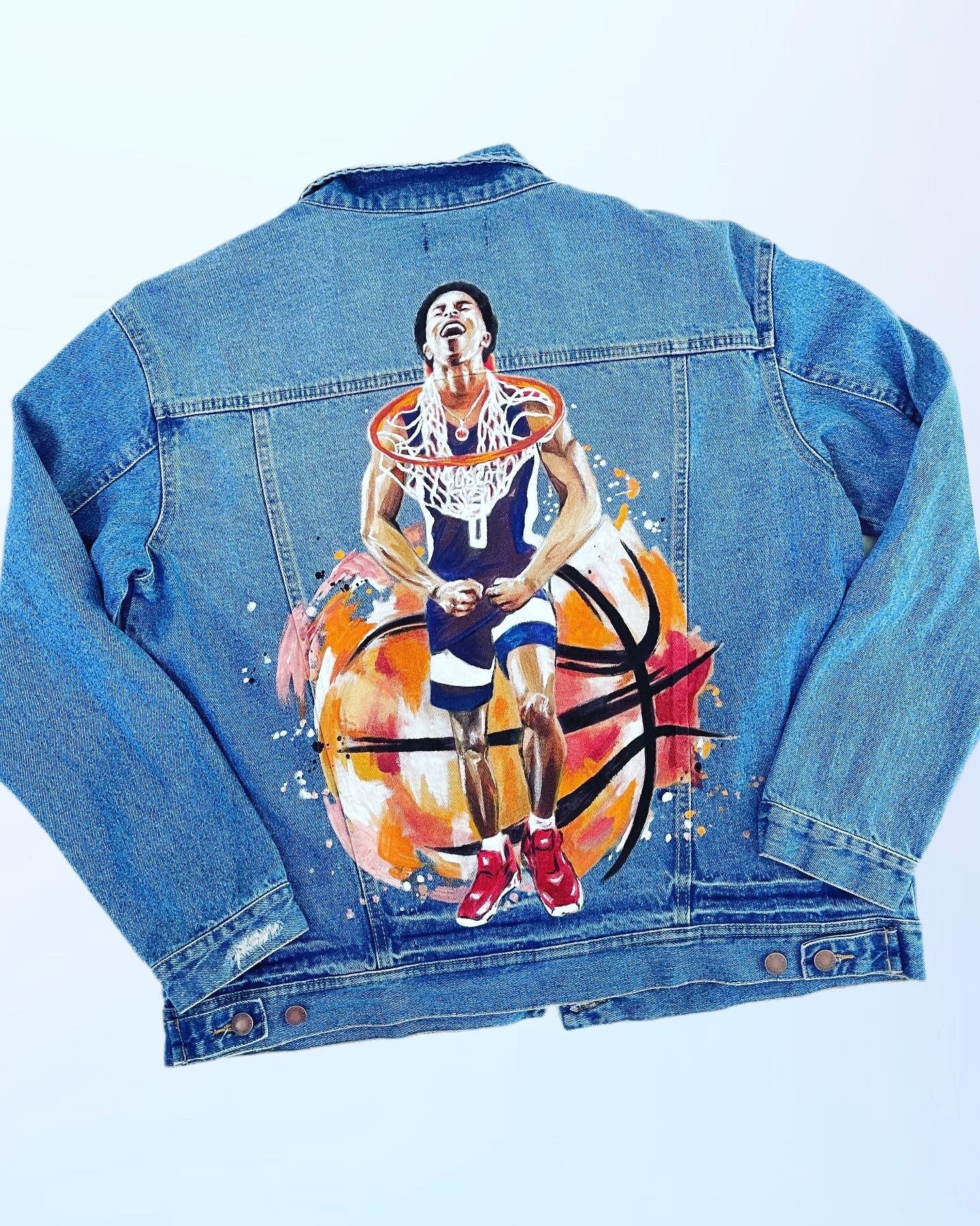 Hand Painted Portrait Denim Jacket: Custom Valentine Gift