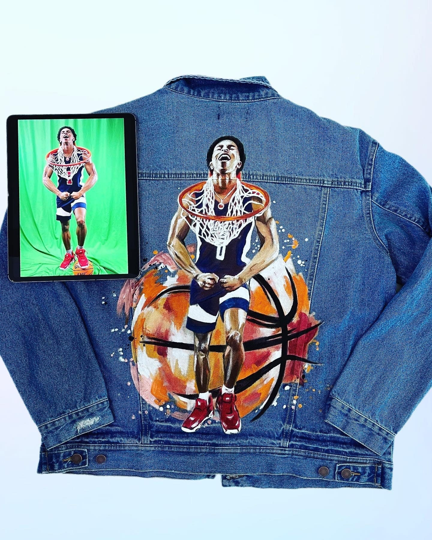 Hand Painted Portrait Denim Jacket: Custom Valentine Gift
