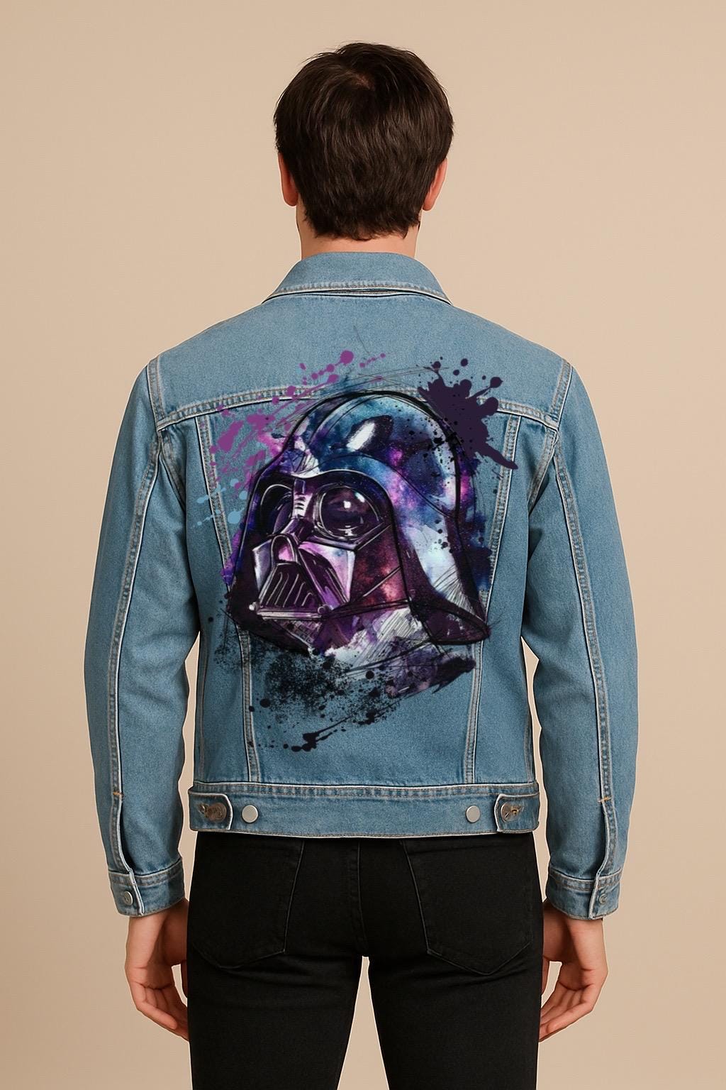Hand-Painted Star Wars Denim Jacket: Custom Pop-Art Design