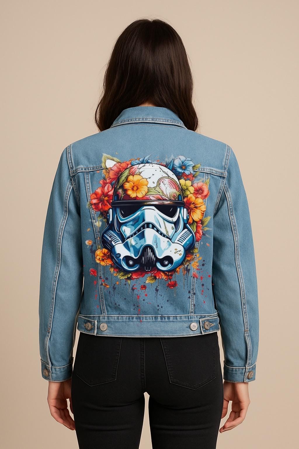 Hand-Painted Star Wars Denim Jacket: Custom Pop-Art Design