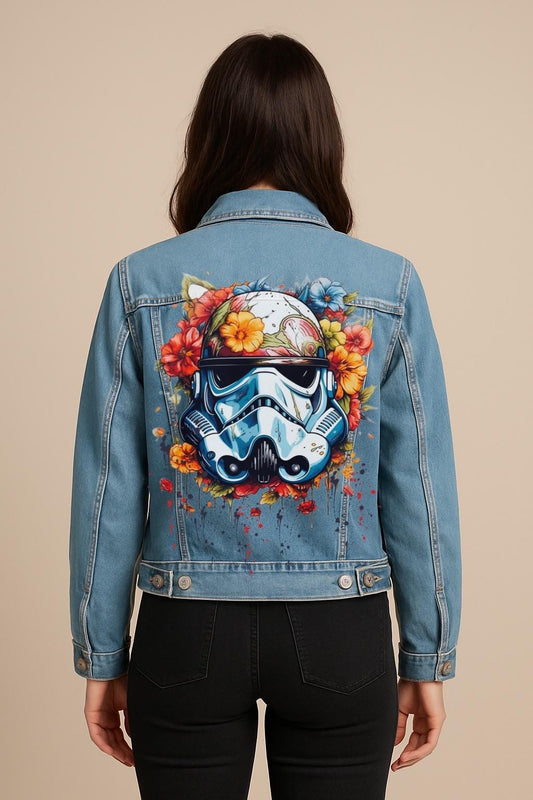 Hand-Painted Star Wars Denim Jacket: Custom Pop-Art Design