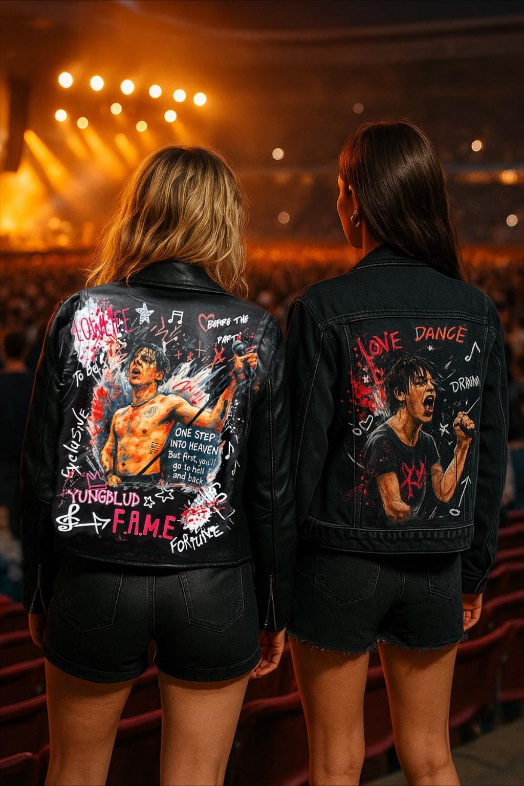 Hand Painted Portrait Leather Jacket – Custom Rock Star Art