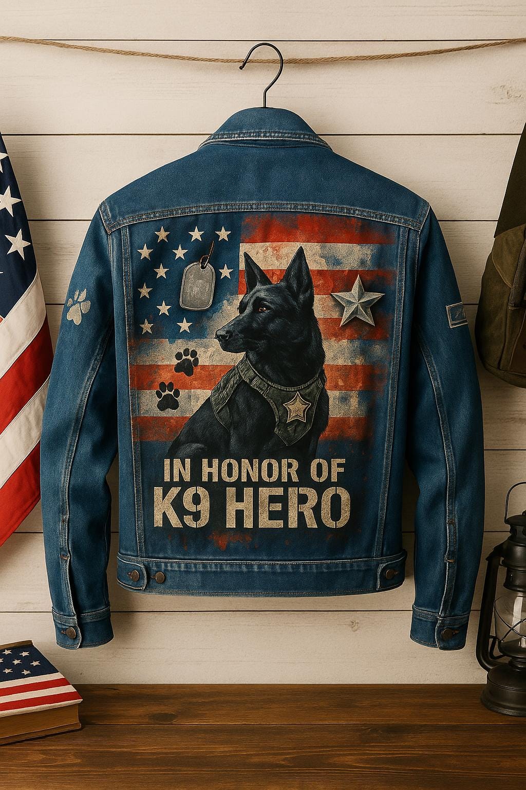 Custom Dog Portrait Denim Jacket – Hand-Painted Pet Memorial
